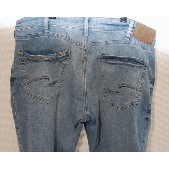 Silver Jeans Mens 36x30 Blue Eddie Tapered Pants Actual 36x29 Western Distressed - Picture 12 of 14